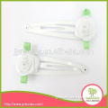 White rose with leaf hairgrips snap clip for kids